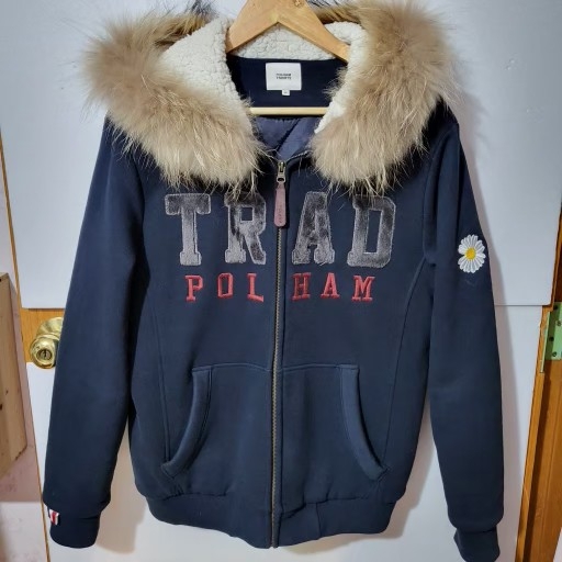 한정 폴햄 고급 라쿤 빈티지 패딩 집업 자켓 95