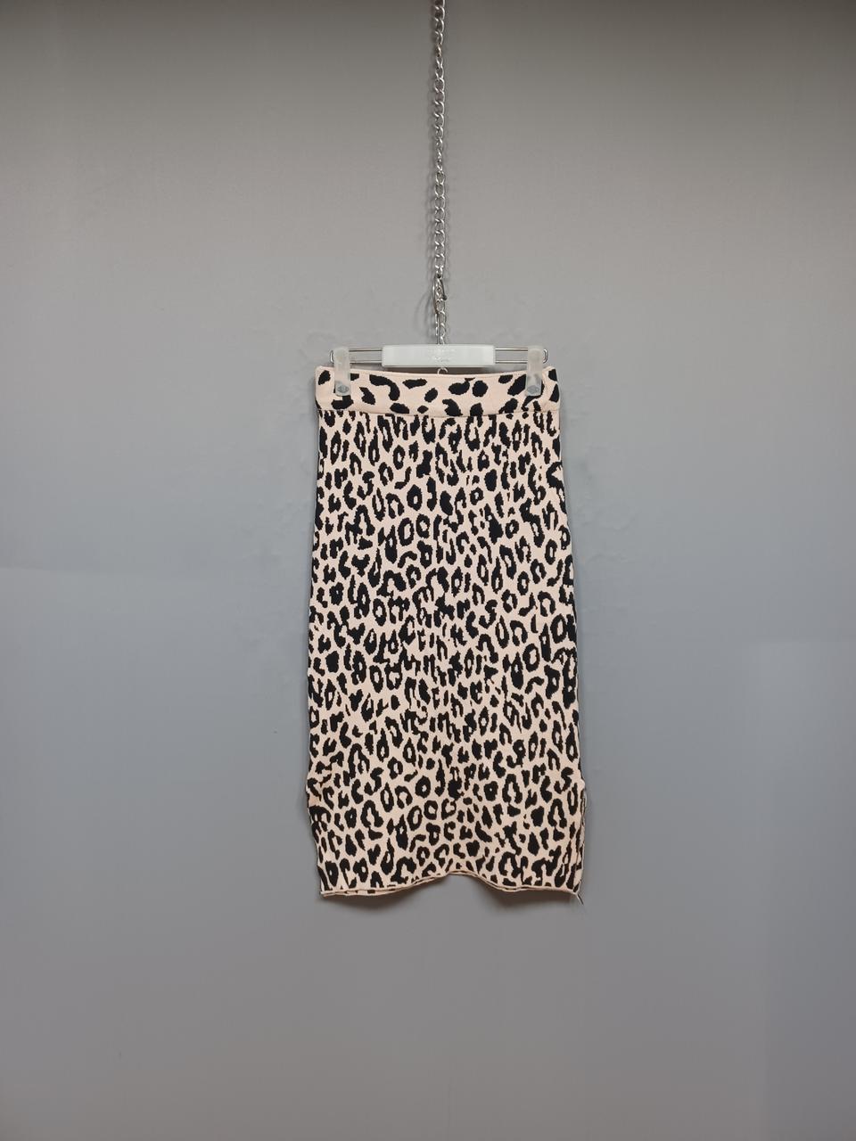 레오파드 니트 스커트