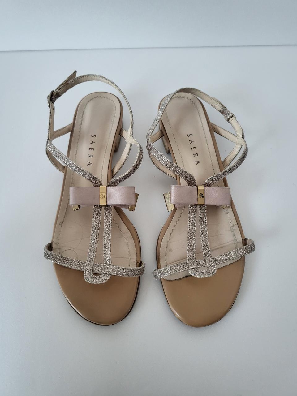새라 리본 샌들 베이지 핑크