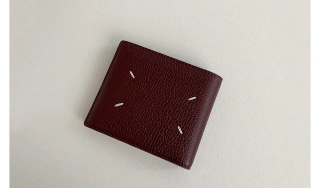 메종 마르지엘라 스티치 그레인 레더 반지갑 버건디