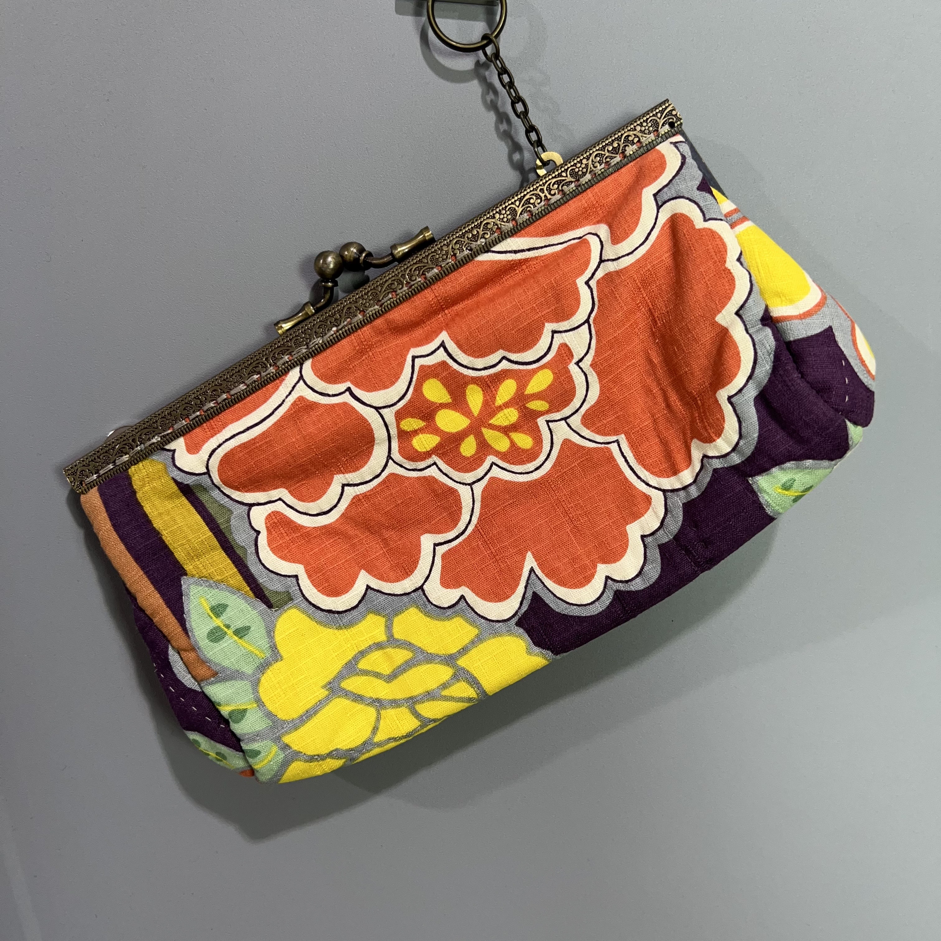 [중고] 빈티지 플라워 클러치백 0740