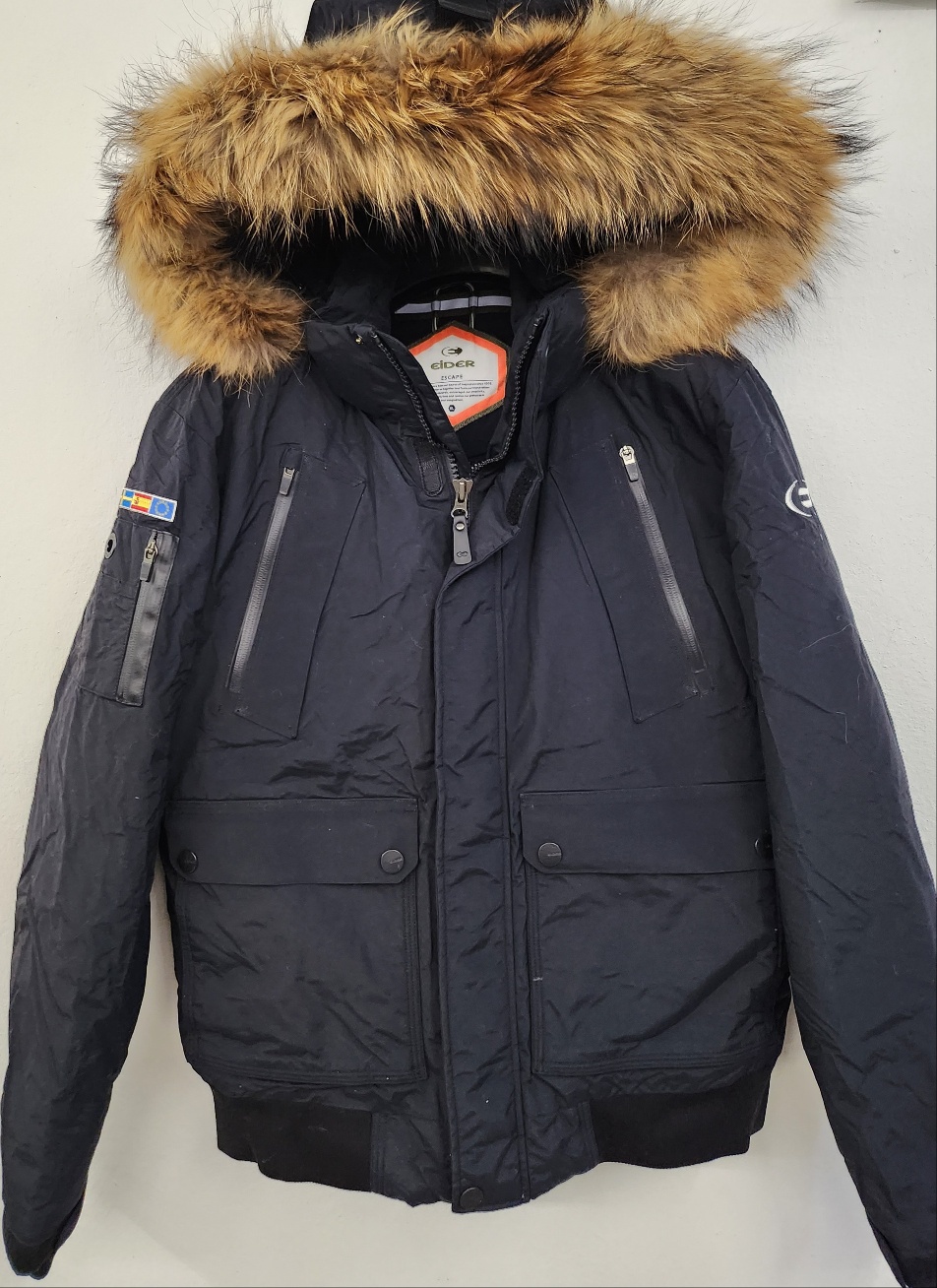 아이더 남성 크롭 다운패딩 너구리털