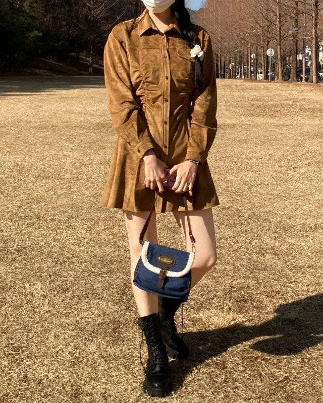 스웨이드 미니원피스