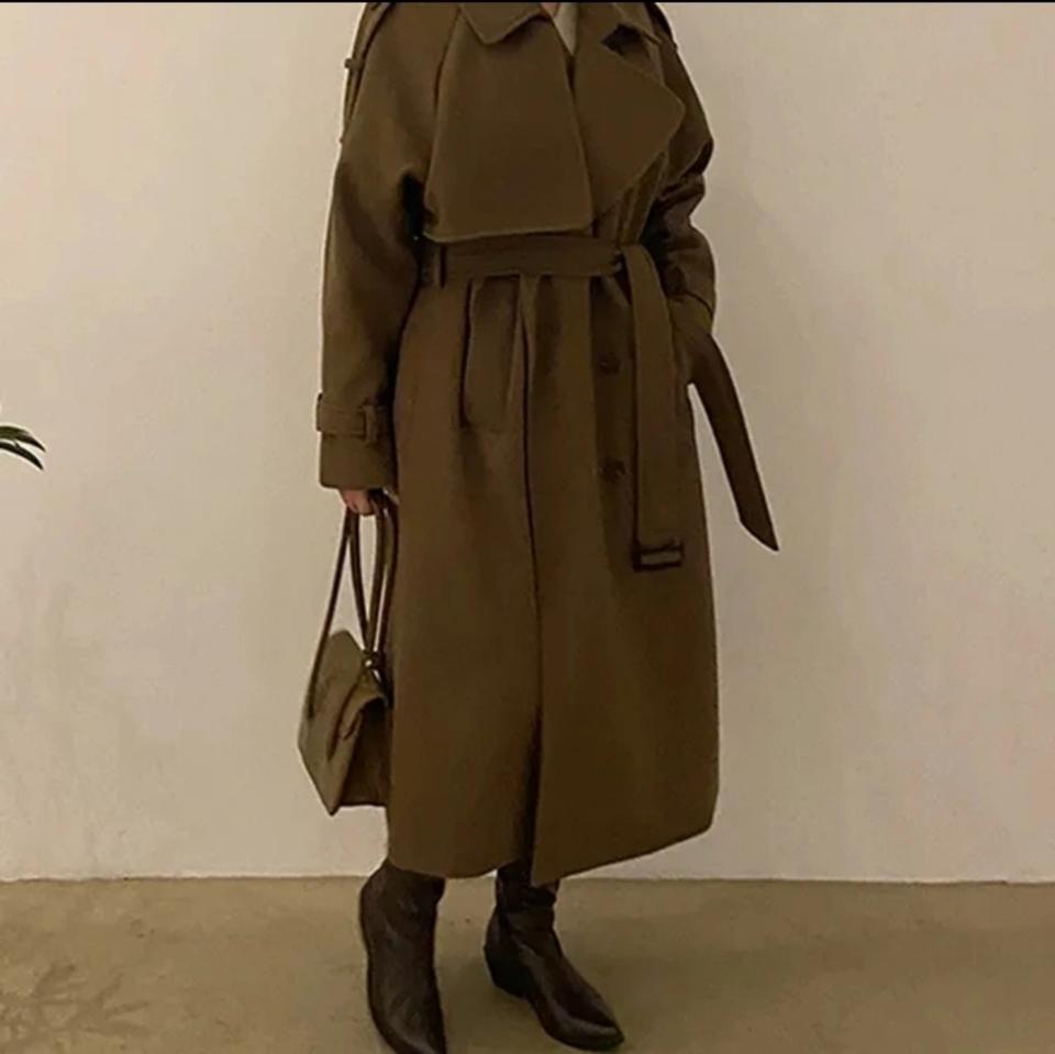 브라운 빅사이즈 오버핏 롱 코트