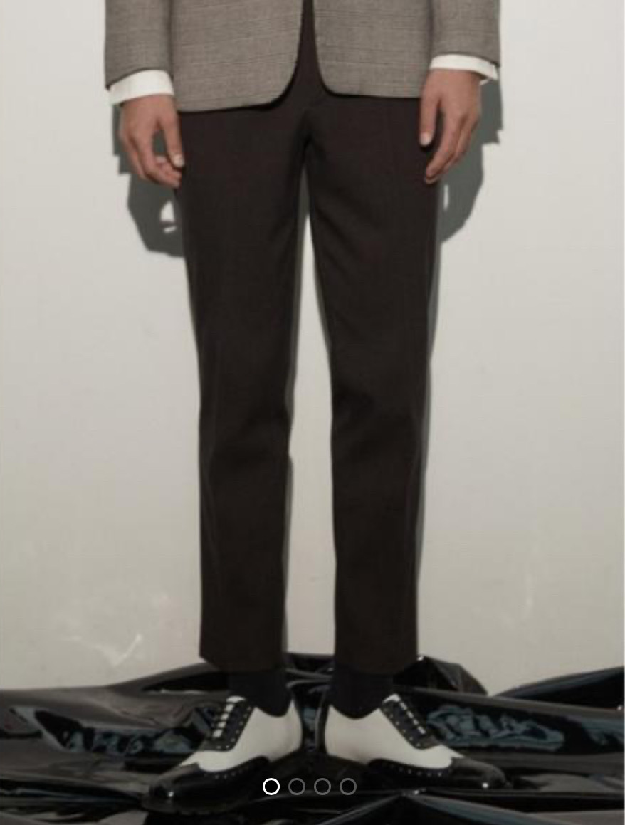 [새상품] 에잇세컨즈 다크브라운 잔체크 모직 슬랙스