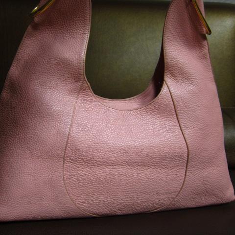 훌라 천연가죽 핑크 숄더백