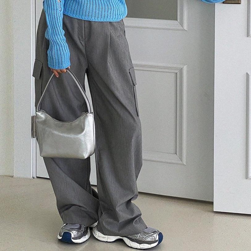 86. 라걸 핀턱 카고 슬랙스 그레이/M