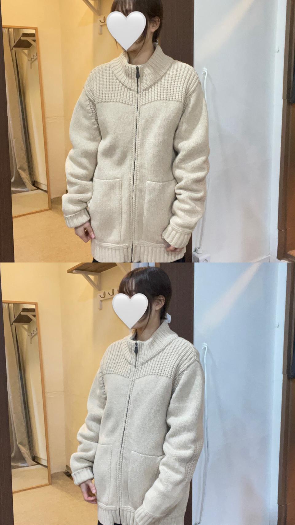 VTG 베이지 울 니트집업