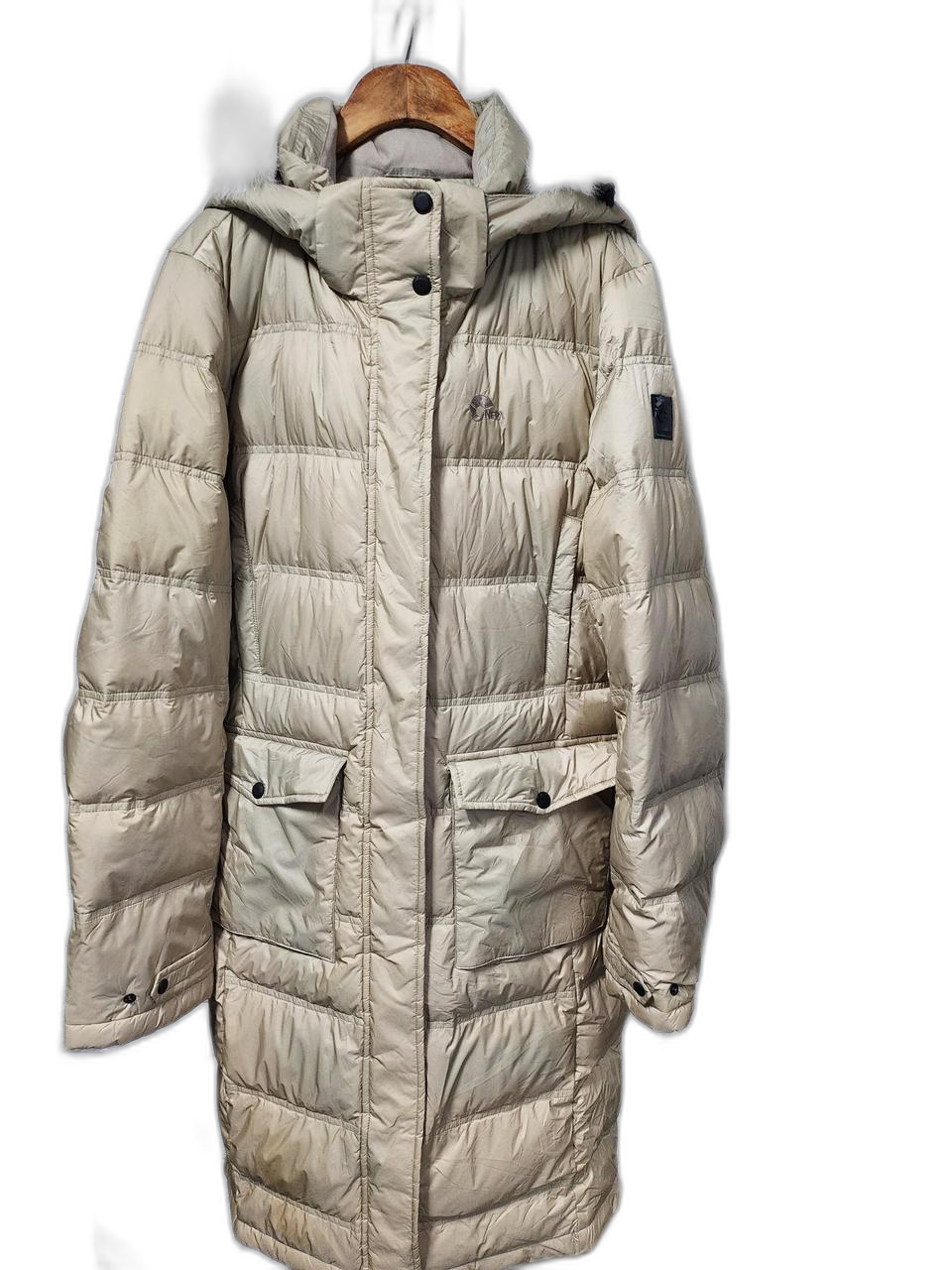 네파 덕다운 롱패딩(배색천연여우털)