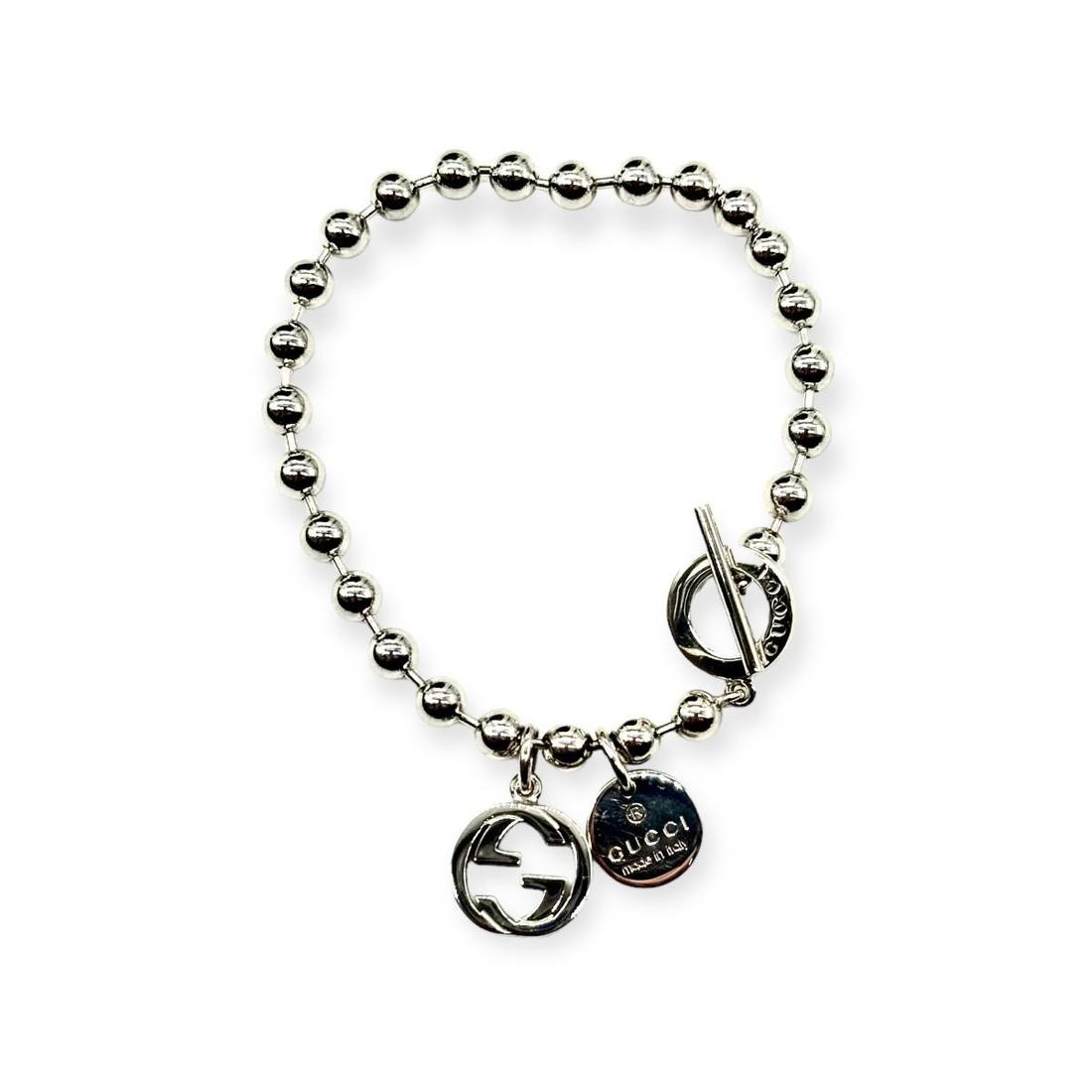 (정품)(새제품) 구찌 인터로킹 G 실버 925 팔찌 390954