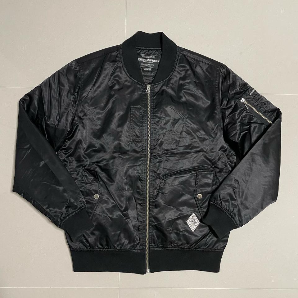 정품 세인트페인 MA-1 글로시 항공점퍼 마리아 블랙 집업 자켓