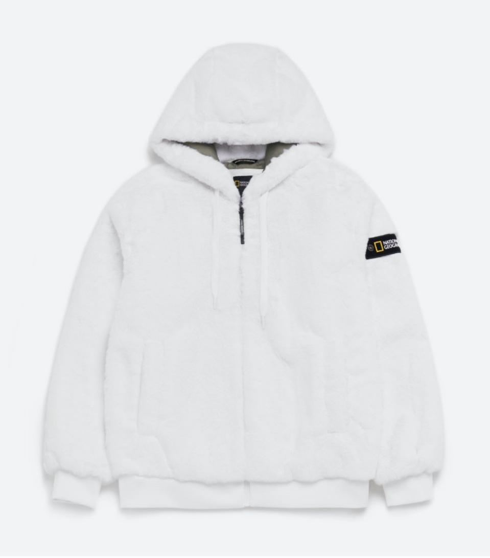 내셔널지오그래픽 페이크퍼 후드 풀집업S