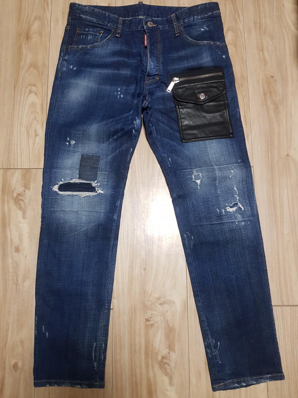 정품 디스퀘어드 가죽포켓 패치 진 50사이즈