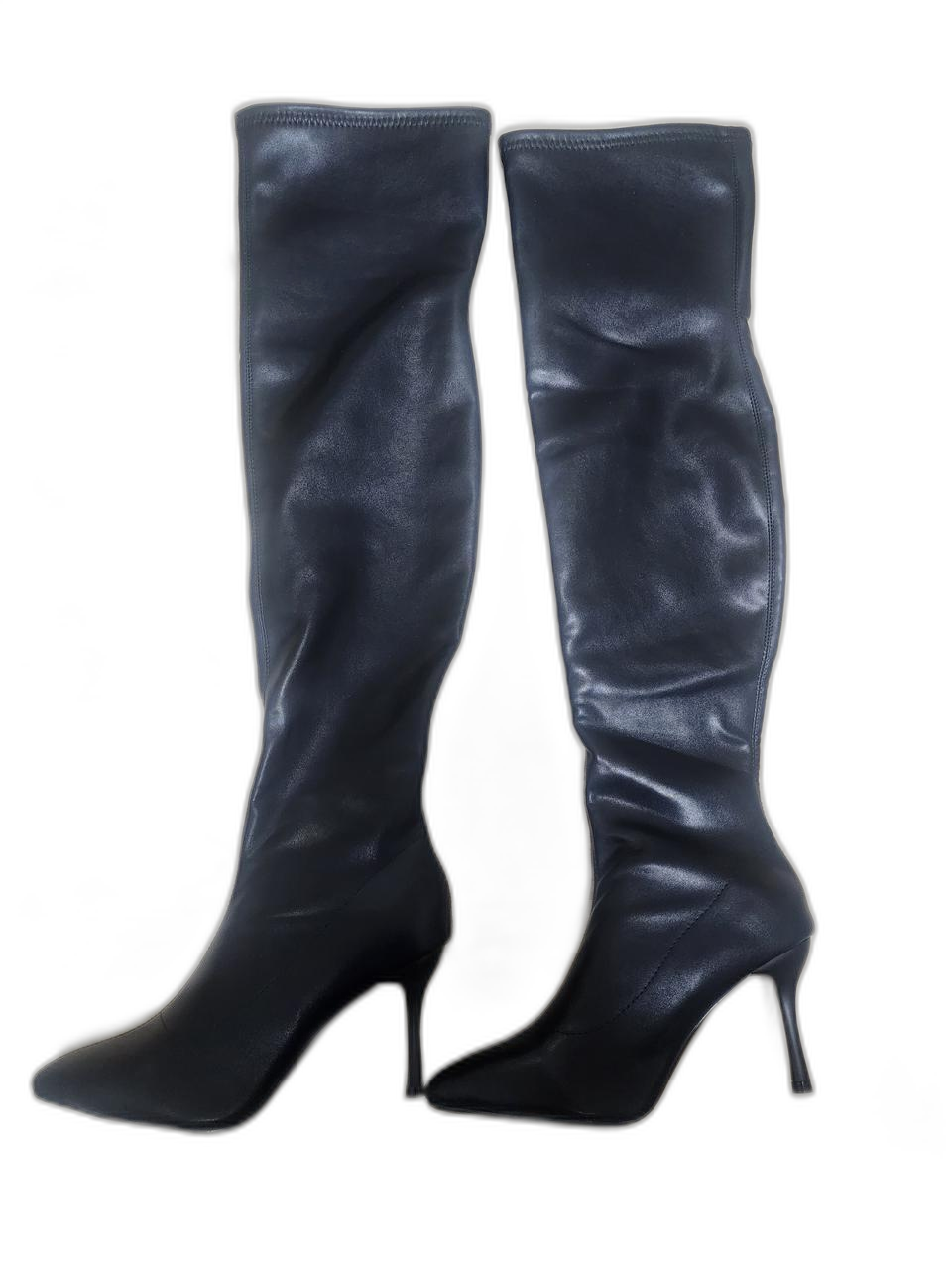 여성 니하이 가죽부츠