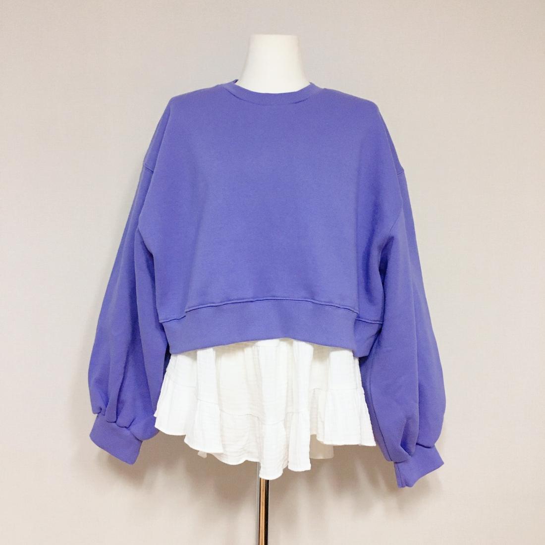 퍼프 소매 기모 캔디 맨투맨 (새상품)