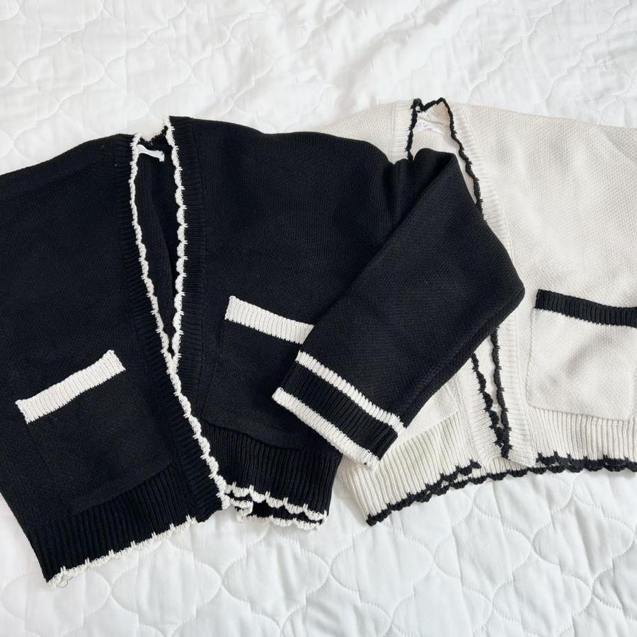 배색 니트 가디건 (새상품)