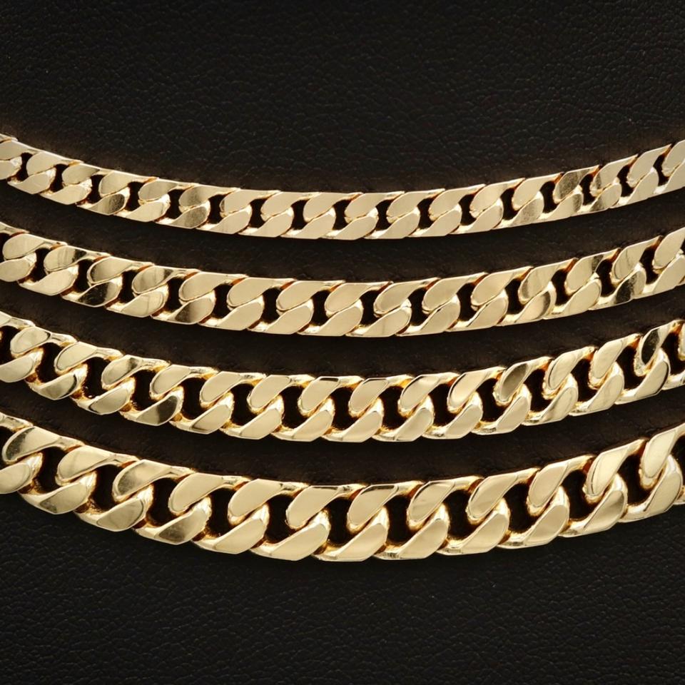 14k 18k 면 커브 체인 남자 여자 금 목걸이