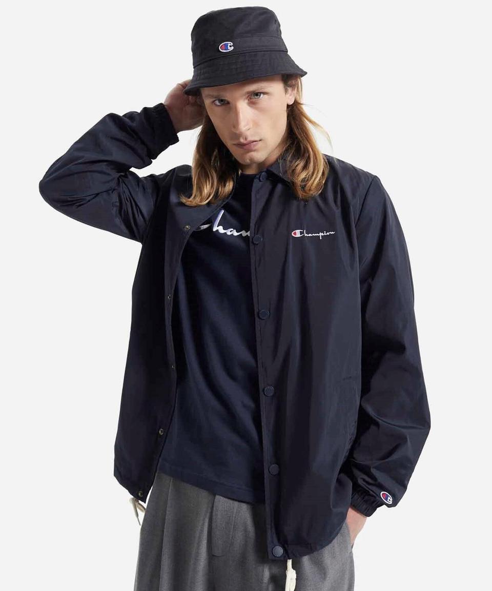 챔피온 리버스 위브 스냅버튼 코치자켓 네이비