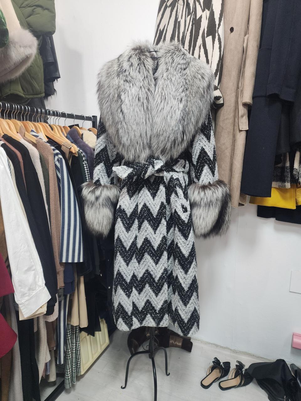 리얼 럭셔리 퍼 모직코트