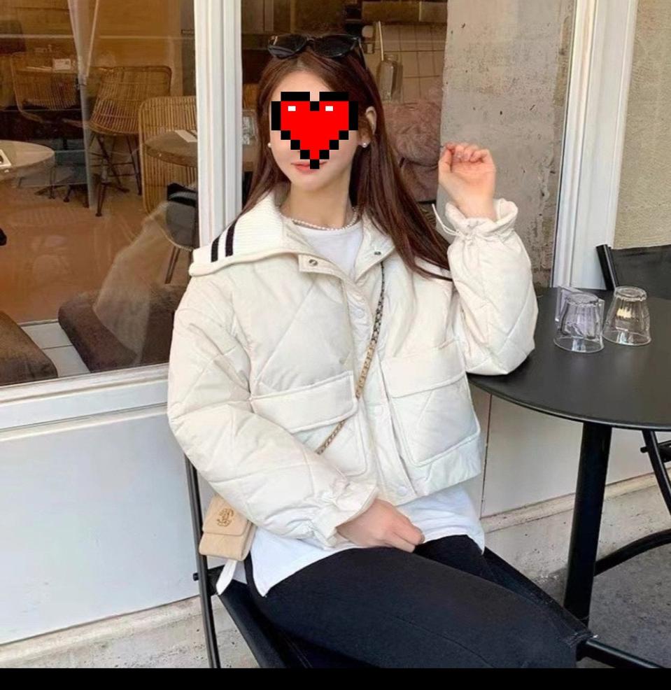 ❤니트배색카라숏패딩  누빔패딩