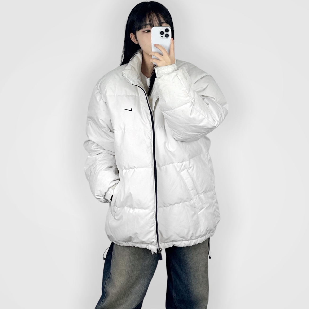 [중고] 희귀 나이키 뉴챔프 패딩 화이트