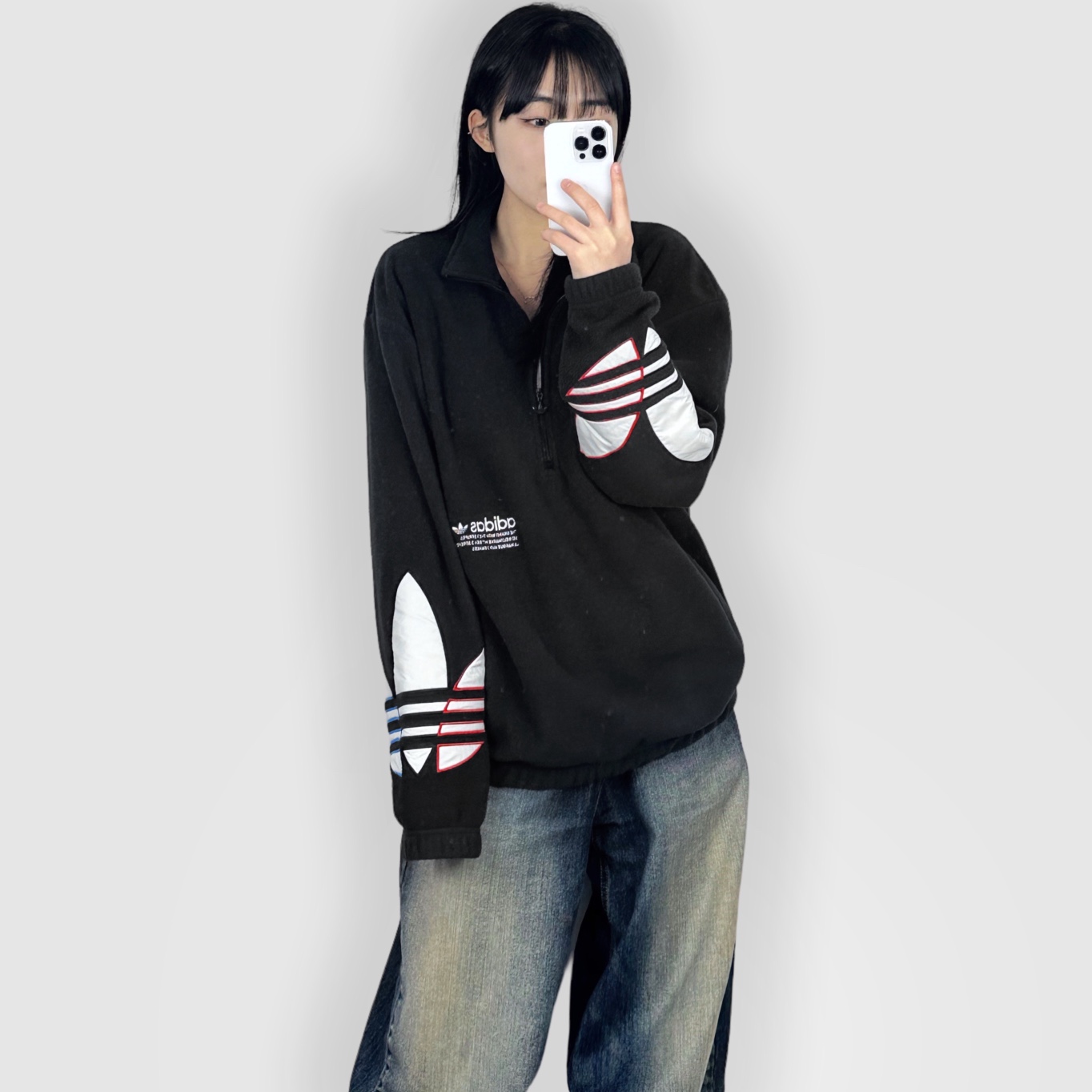 [중고] 아디다스 빅포니 아노락 후리스