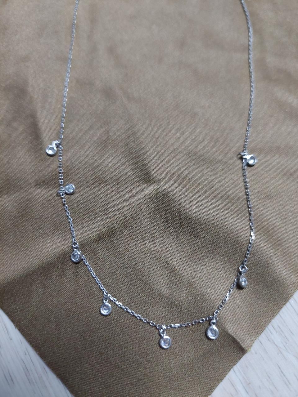 여성 큐빅 은 목걸이 43cm 상태 좋아요 실버 92.5