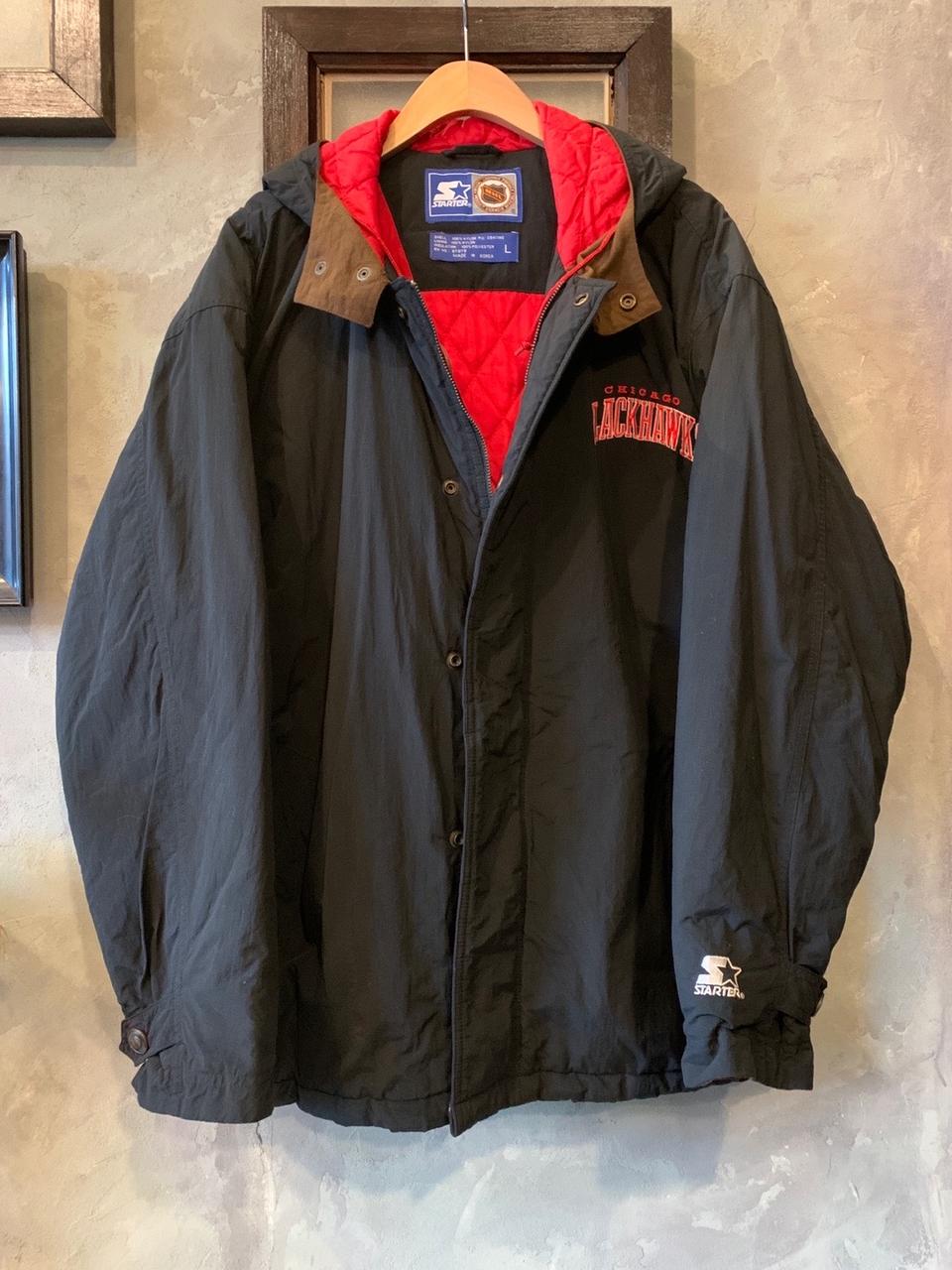 올드스쿨 NHL 블랙혹스팀 스타터 후드 풀집업파카 (105size)