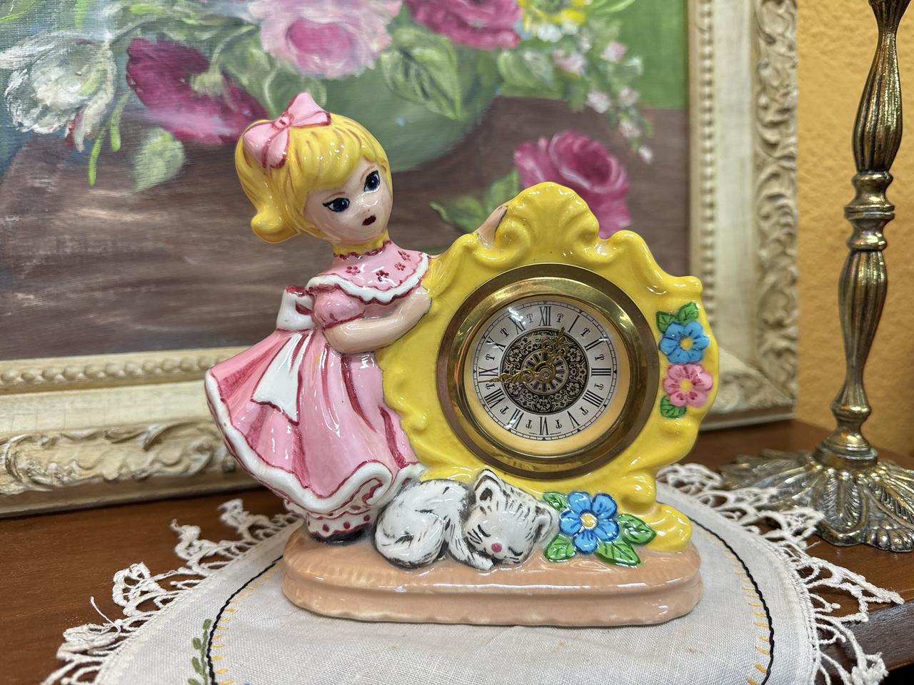 독일 빈티지 핸드페인티드 포세린 시계