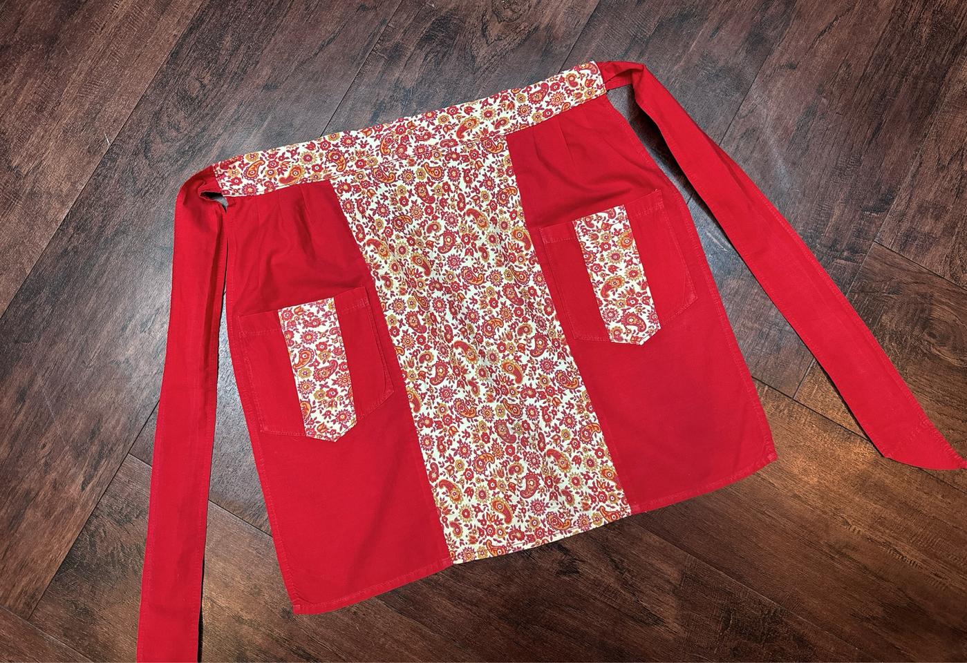 프랑스 빈티지 레드 앞치마