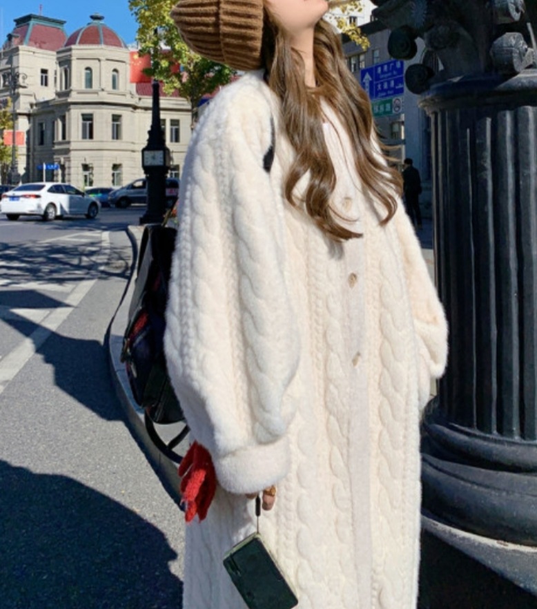 새옷)~88 꽈배기 인조퍼 롱가디건