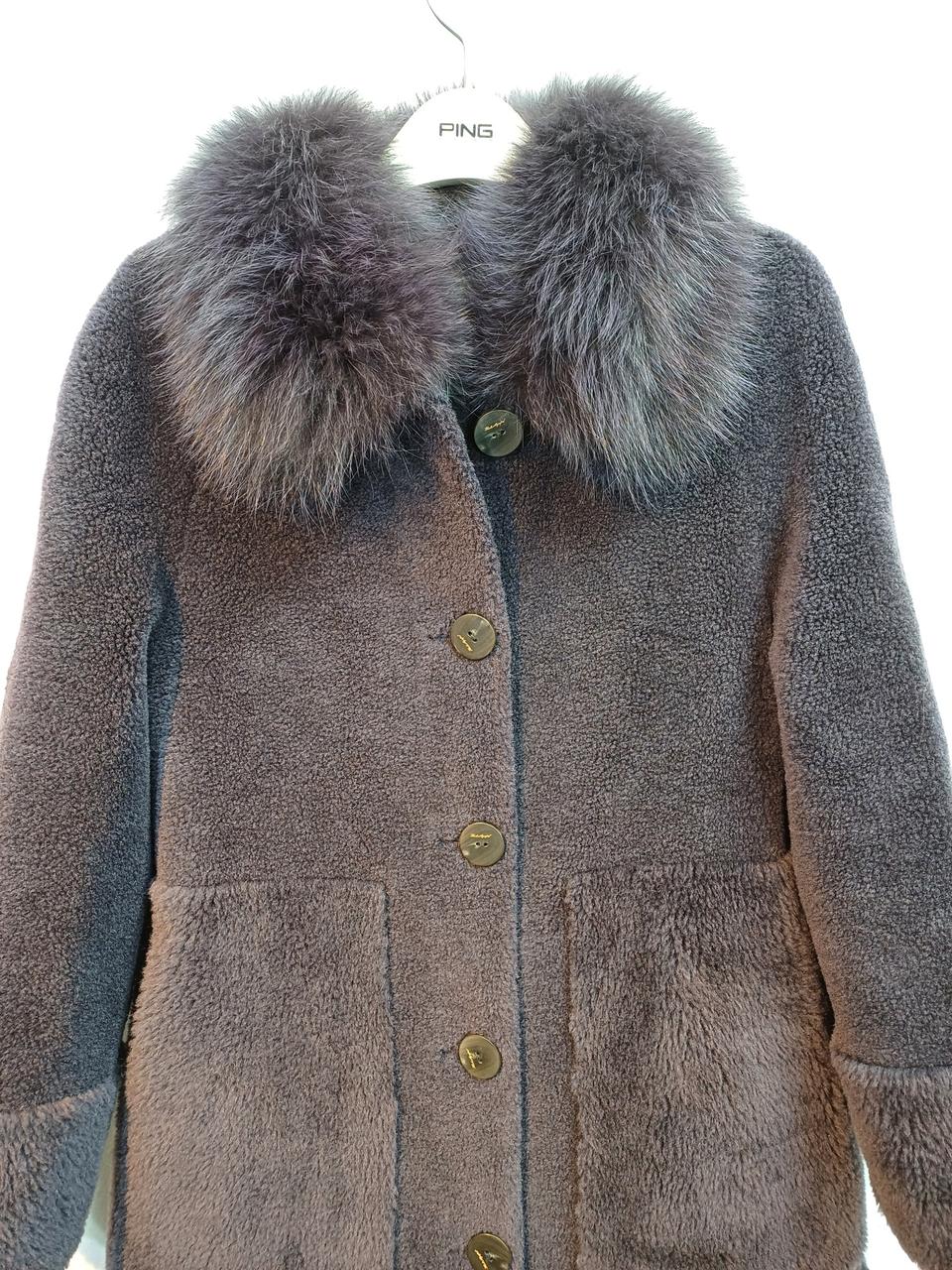 칼라거펠트 사가 폭스퍼 양모 롱코트 55