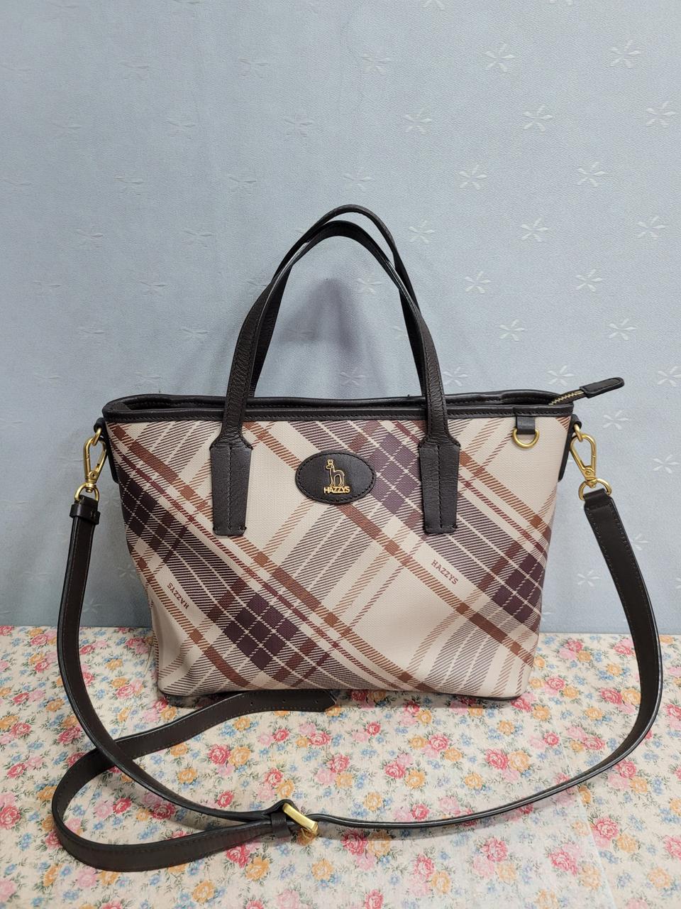 헤지스 체크 토트 크로스백