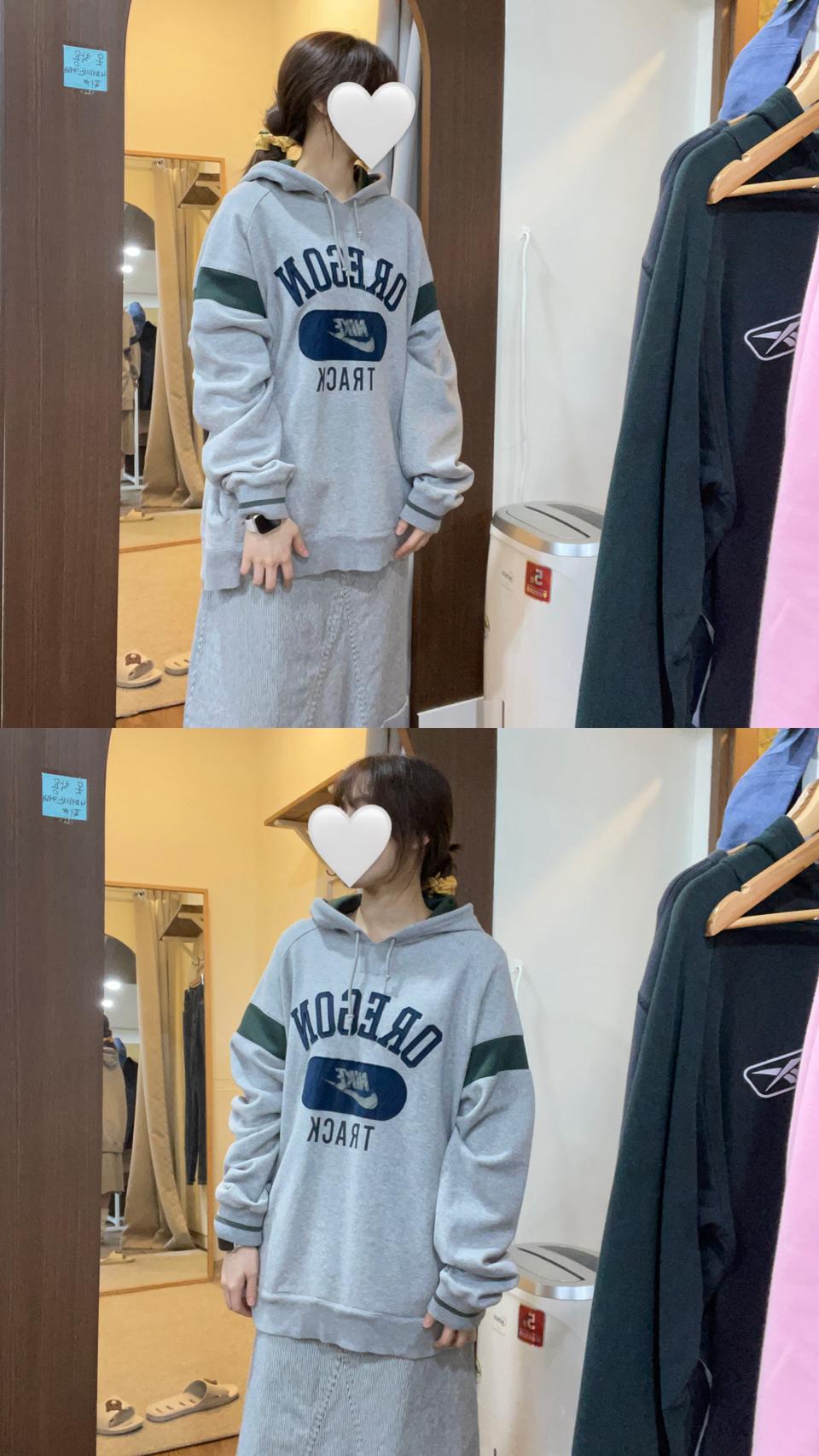 나이키 올드스쿨 배색 기모 후드티