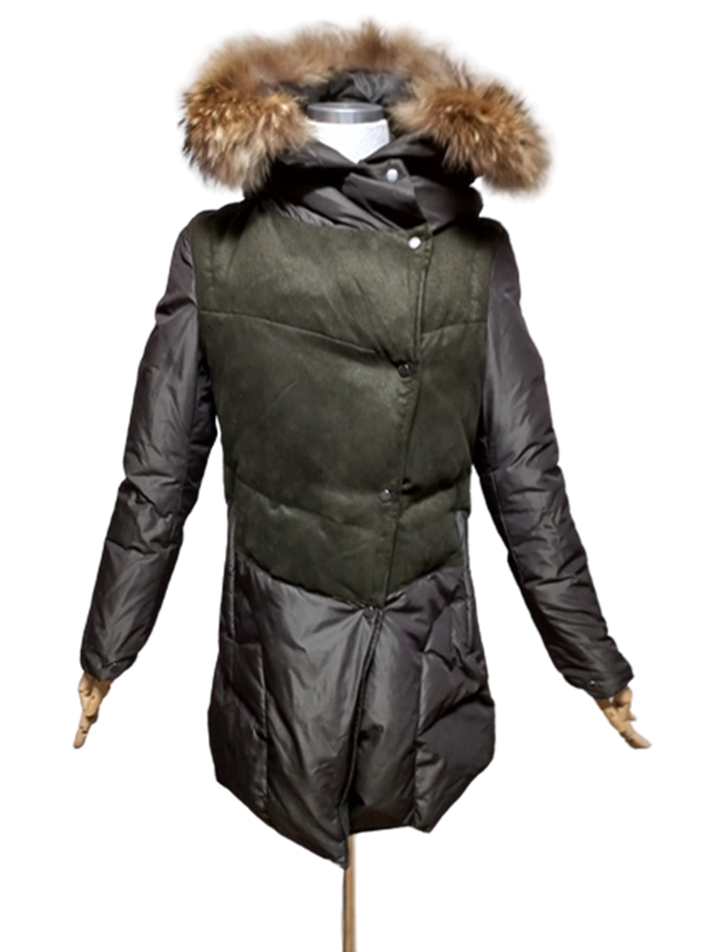 시스템 오리털 정품너구리퍼배색 여성 겨울용 여자후드다운패딩점퍼코트82-9