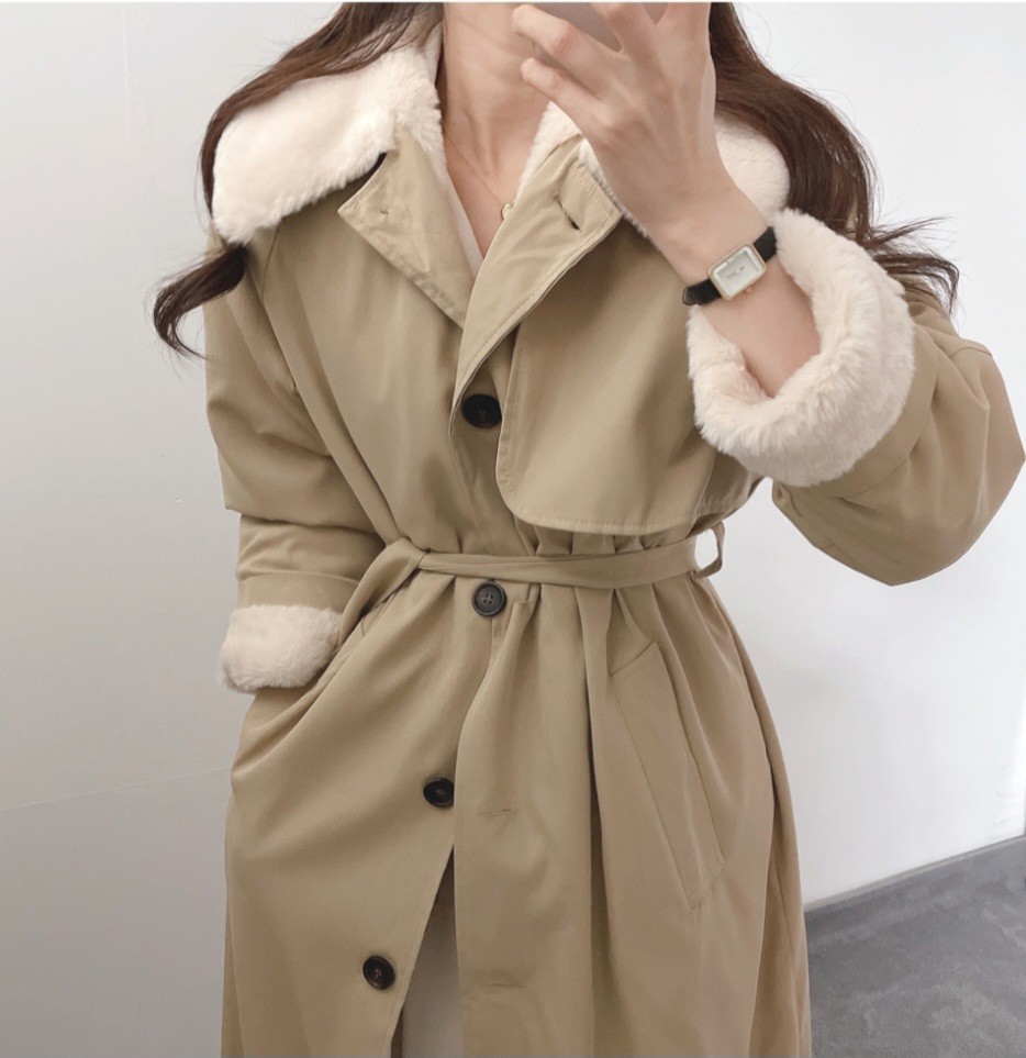 카라 퍼 트렌치 코트 자켓 바바리