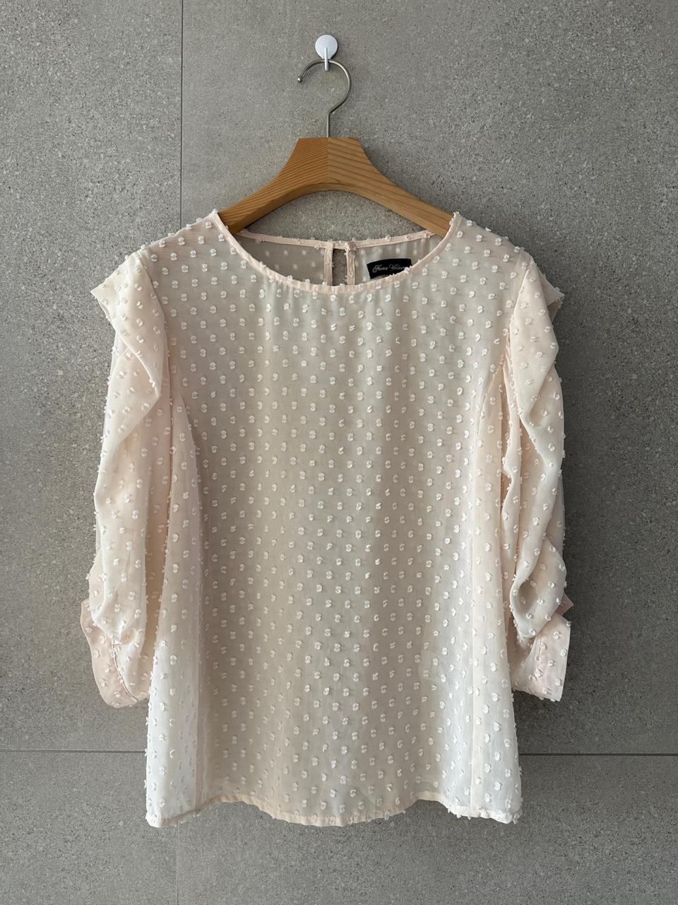 폼폼 쉬폰 5부 블라우스