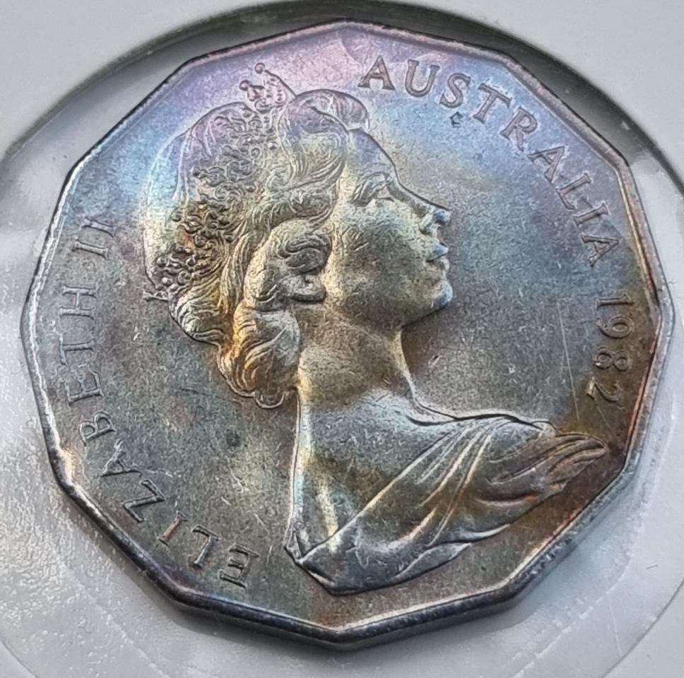 호주 1982년도 50센트 오색에러 주화