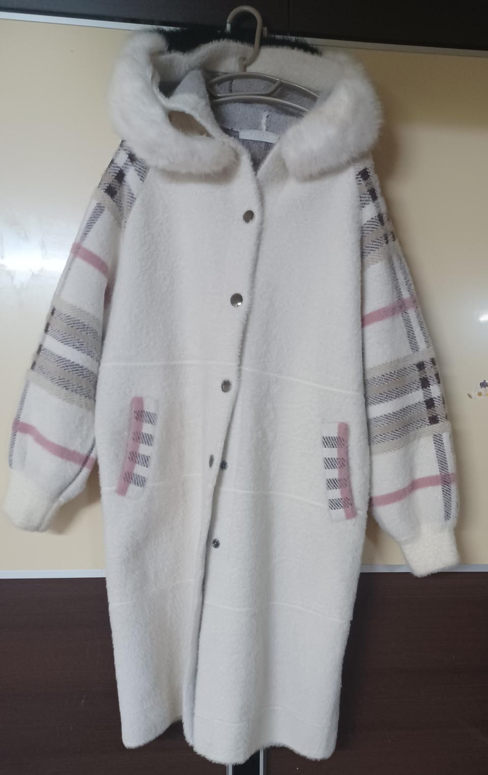 무자크 후드 니트 롱가디건