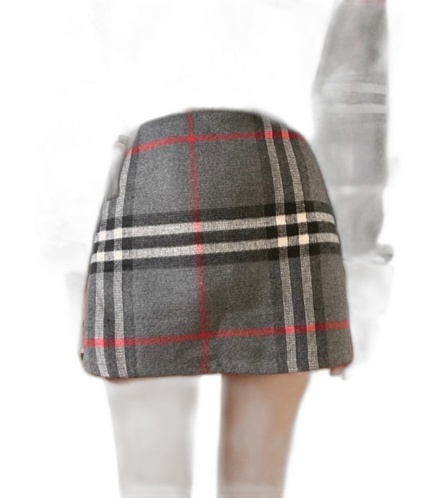 울,체크 가디건 세트