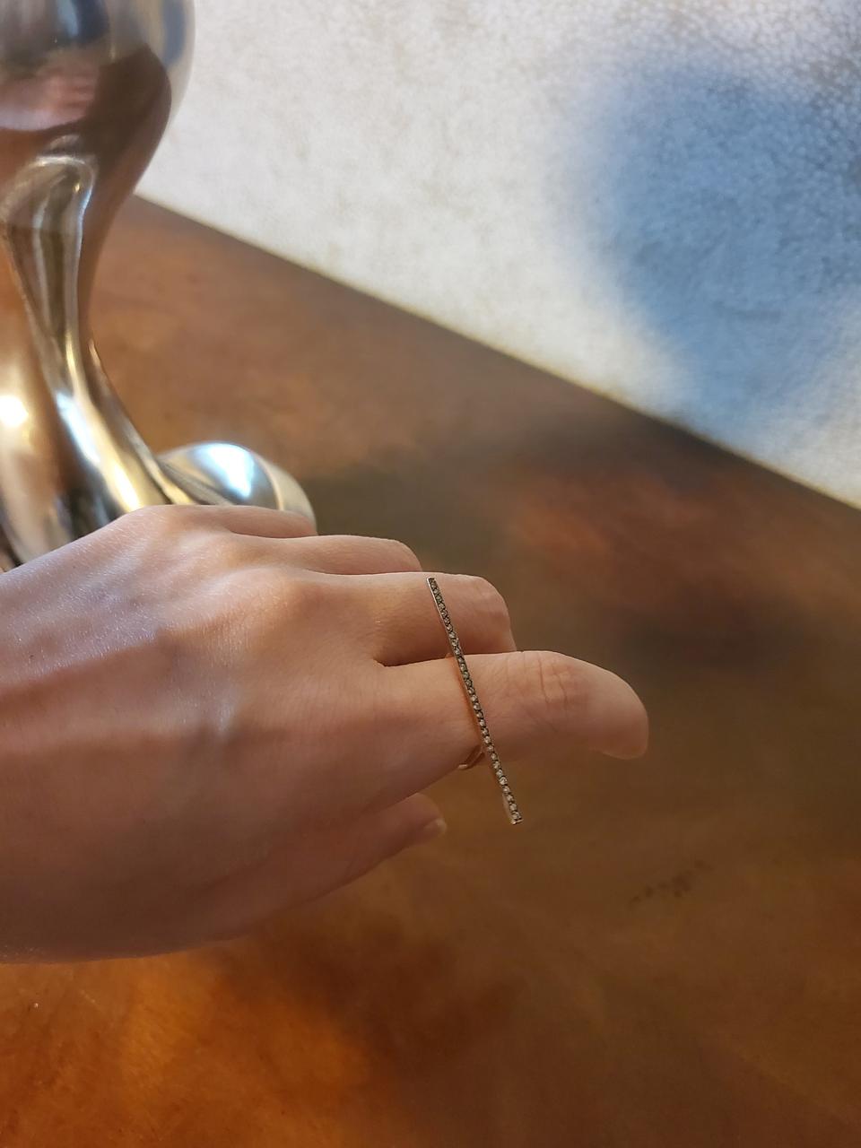 블랙 꼬냑다이아 14k골드 롱스틱반지(12호)(지춘희디자이너 착용)