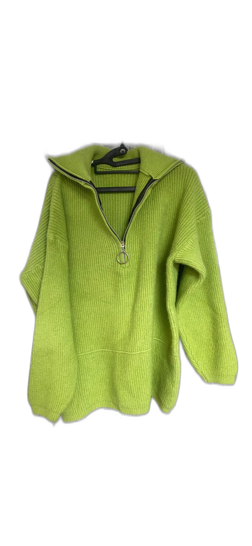 [ 오버핏 두툼 반집업 니트 ]