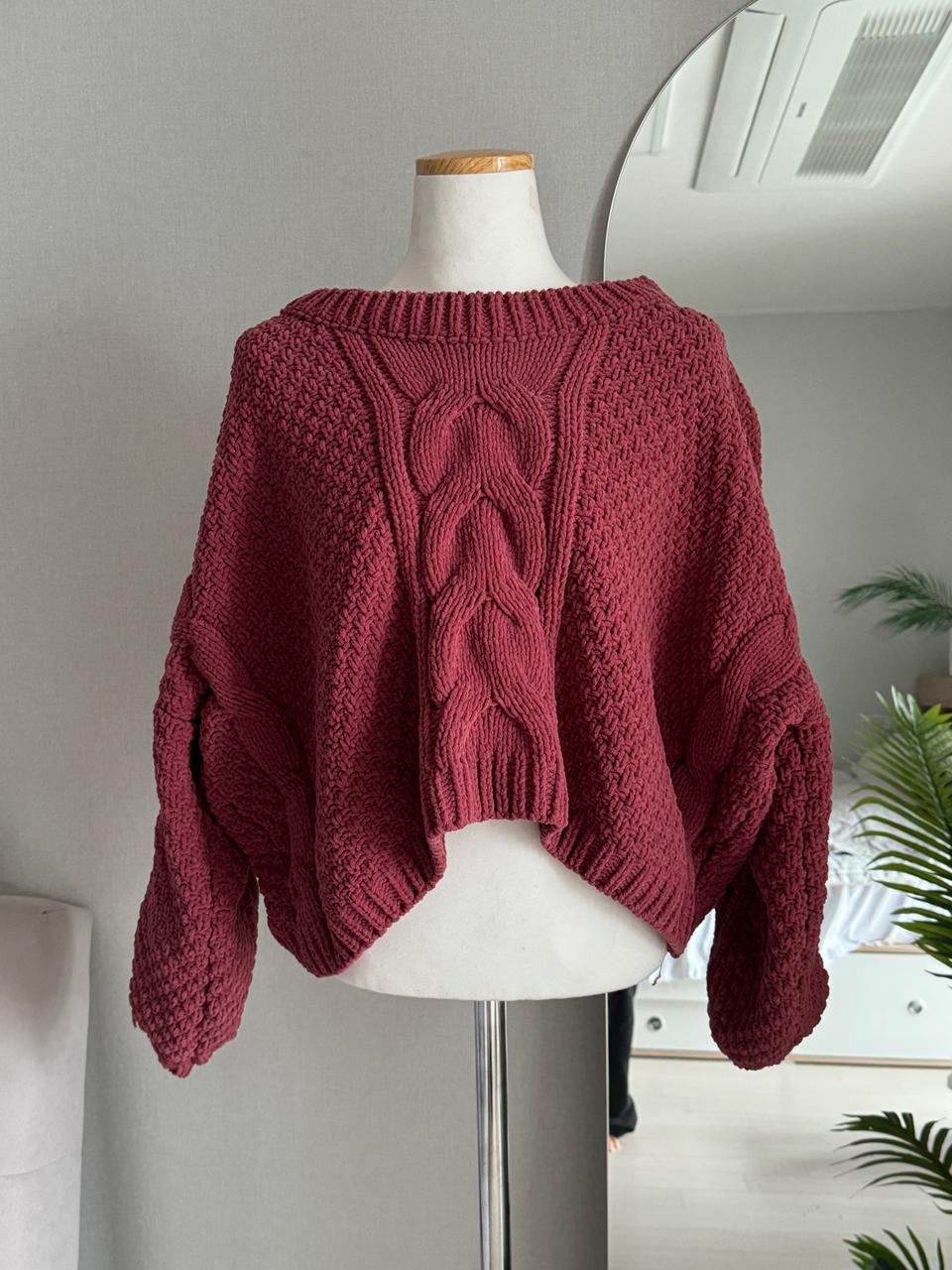 말린장미색 크롭니트