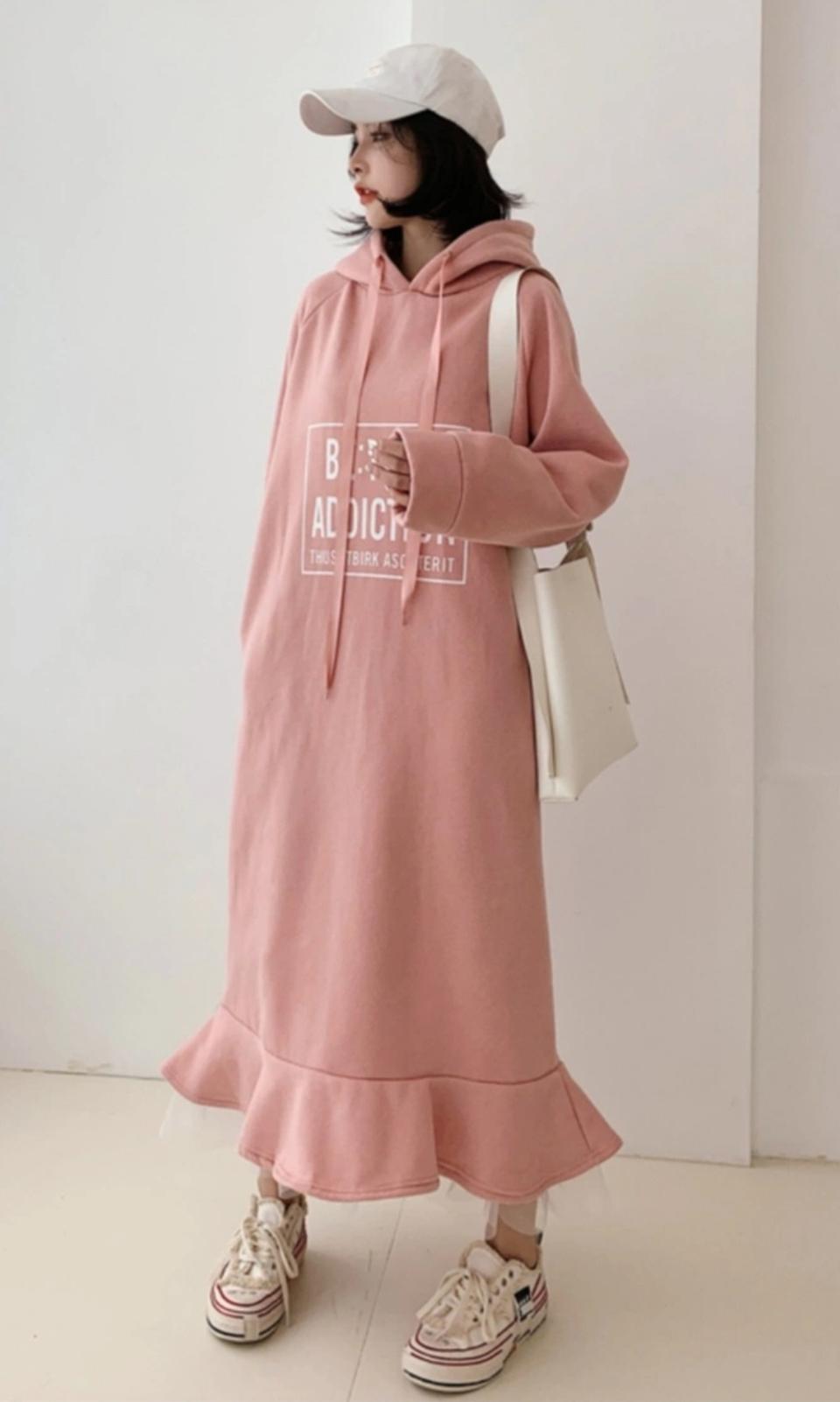 빅사이즈 후드 롱원피스