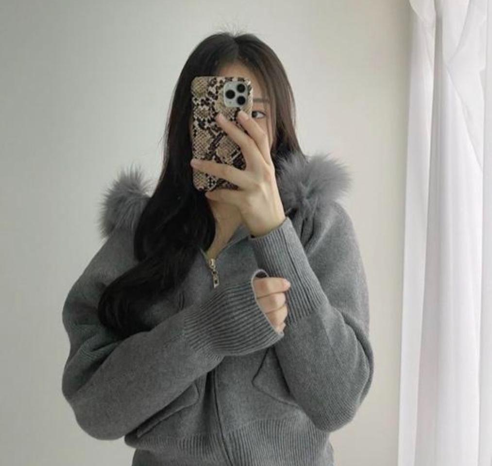 에이블리 퍼 니트 집업