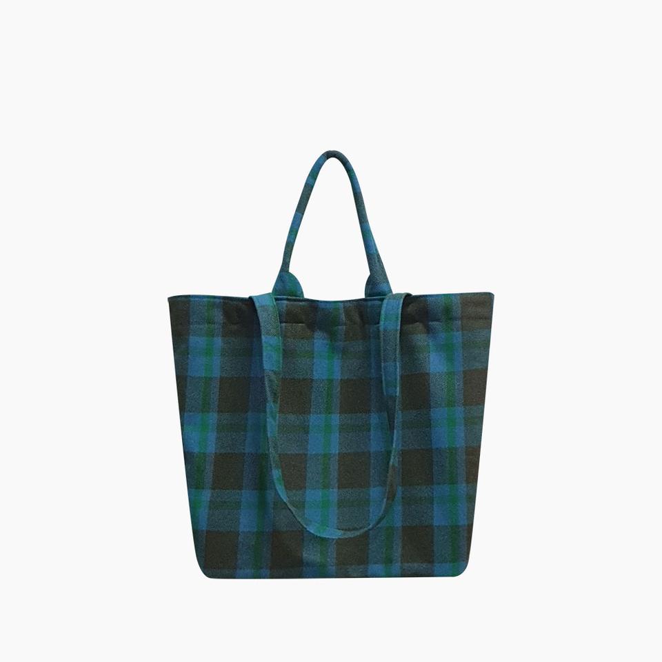 체크 모직 숄더백