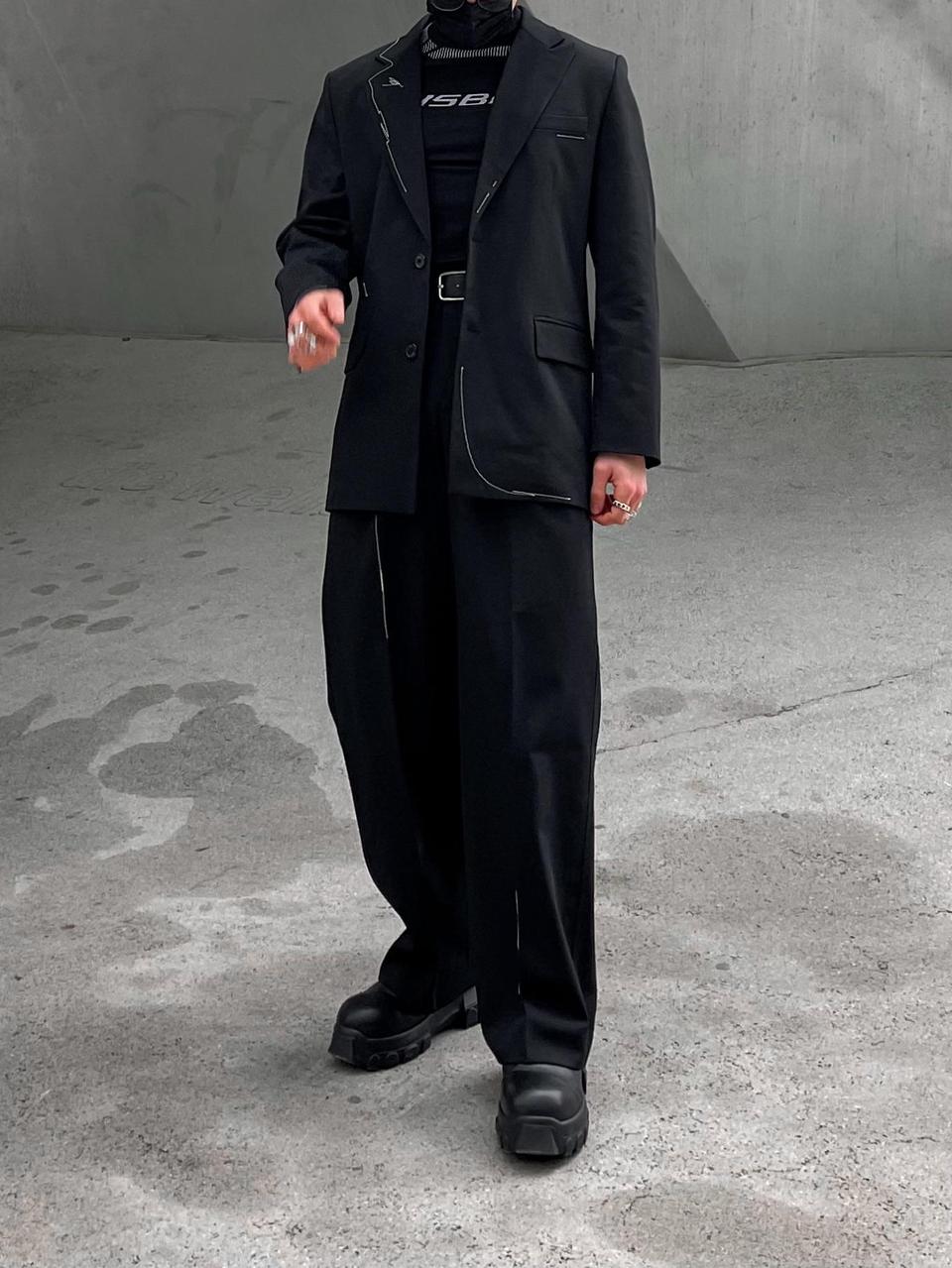 자라 x 아더에러 콜라보 스티치 와이드 슬랙스 블랙