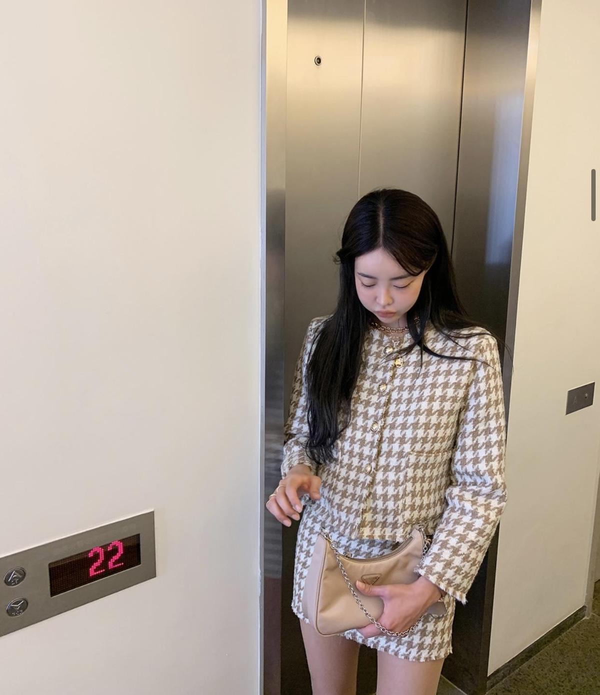 1433. 모코블링 하운드체크 투피스 블랙컬러/M