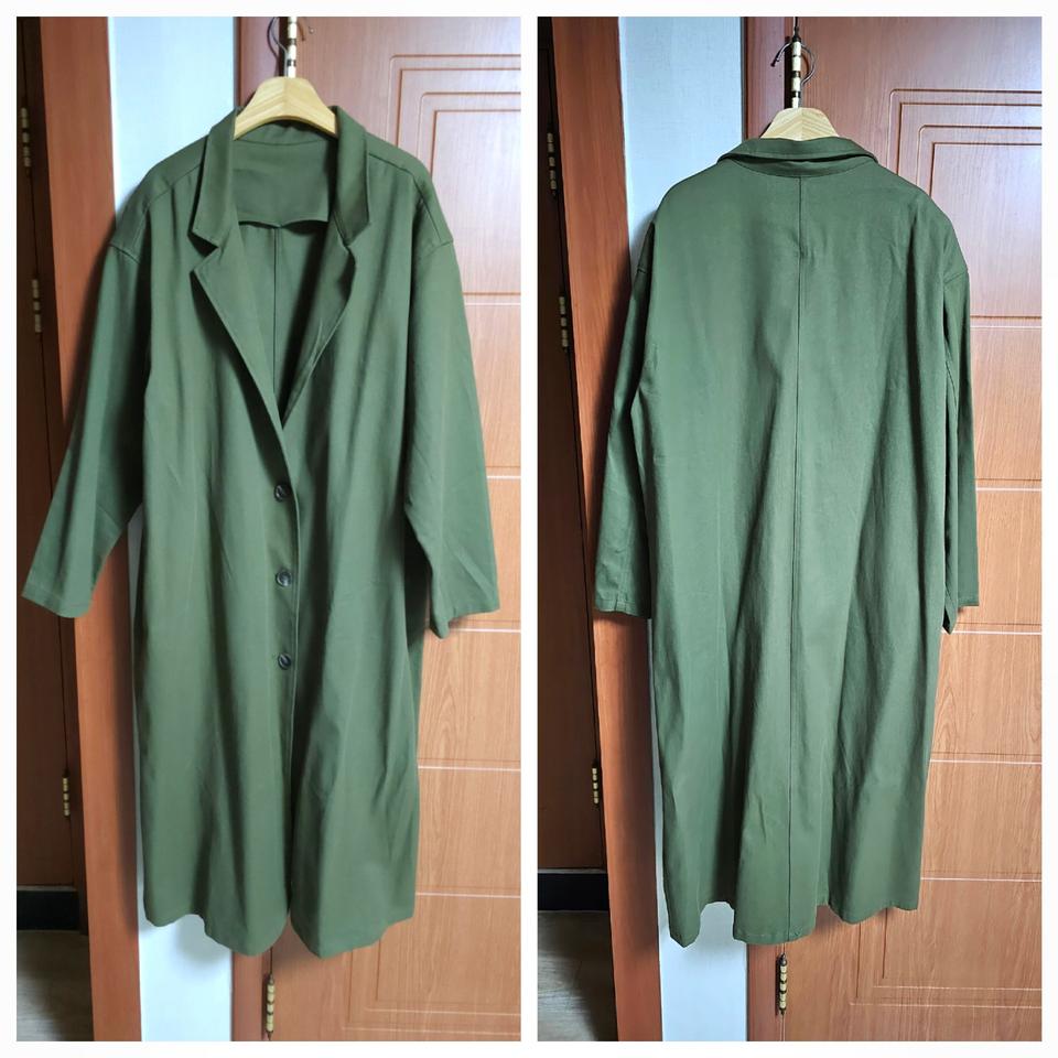 (새상품)루즈핏 코트(카키:77~88사이즈)