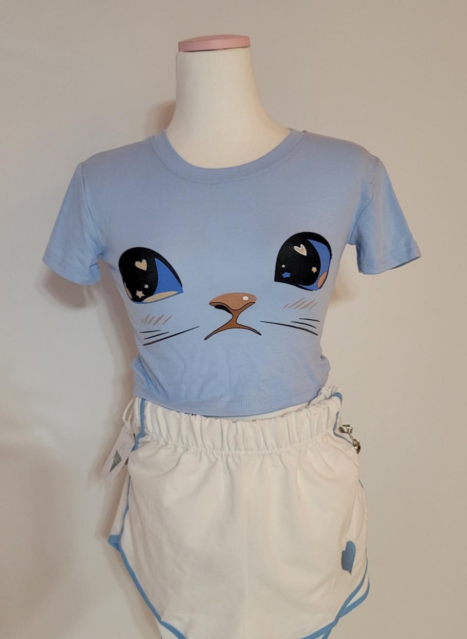 고양이 스카이 탑티셔츠 돌핀팬츠 세트 팝니다